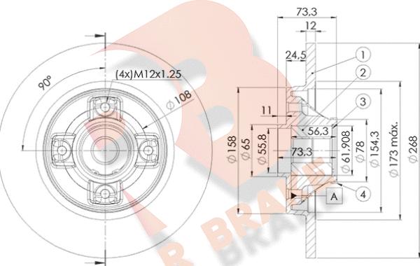 R Brake 78RBD15023 - Bremžu diski autodraugiem.lv