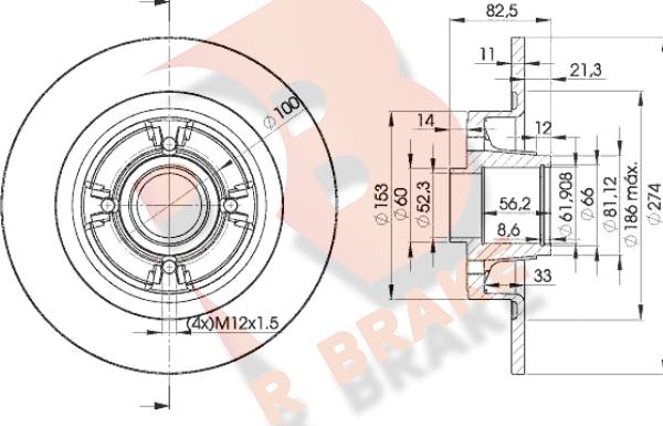 R Brake 78RBD16328 - Bremžu diski autodraugiem.lv