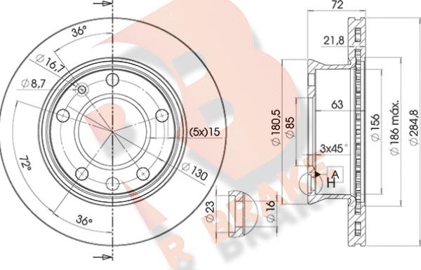 R Brake 78RBD10187 - Bremžu diski autodraugiem.lv