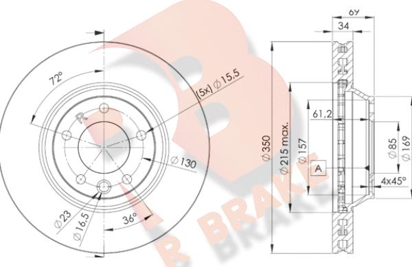 R Brake 78RBD13324 - Bremžu diski autodraugiem.lv