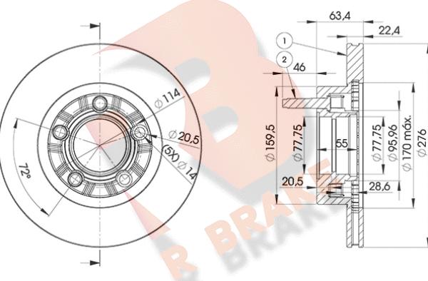 R Brake 78RBD17924 - Bremžu diski autodraugiem.lv