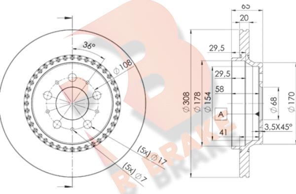 R Brake 78RBD17302 - Bremžu diski autodraugiem.lv