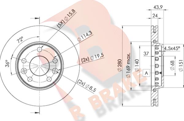 R Brake 78RBD24022 - Bremžu diski autodraugiem.lv