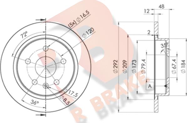 R Brake 78RBD24117 - Bremžu diski autodraugiem.lv