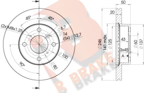 R Brake 78RBD24801 - Bremžu diski autodraugiem.lv