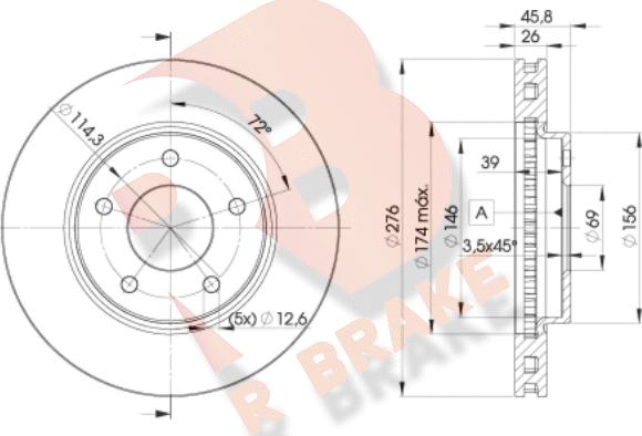 R Brake 78RBD25923 - Bremžu diski autodraugiem.lv