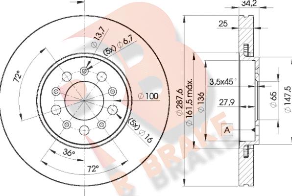 R Brake 78RBD25604 - Bremžu diski autodraugiem.lv