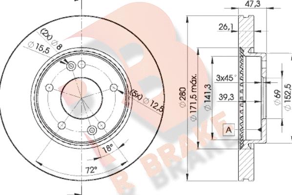 R Brake 78RBD25171 - Bremžu diski autodraugiem.lv