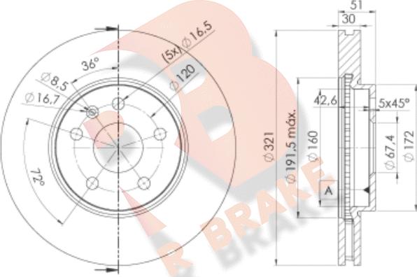 R Brake 78RBD25387 - Bremžu diski autodraugiem.lv