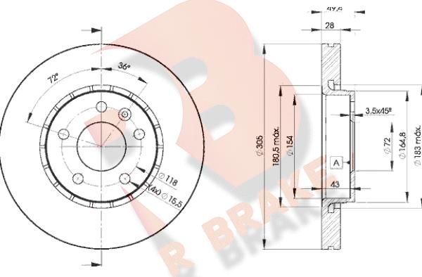 R Brake 78RBD26845 - Bremžu diski autodraugiem.lv