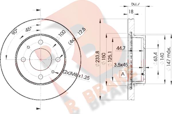 R Brake 78RBD20550 - Bremžu diski autodraugiem.lv