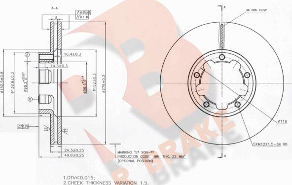 R Brake 78RBD20025 - Bremžu diski autodraugiem.lv