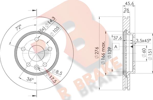 R Brake 78RBD21559 - Bremžu diski autodraugiem.lv