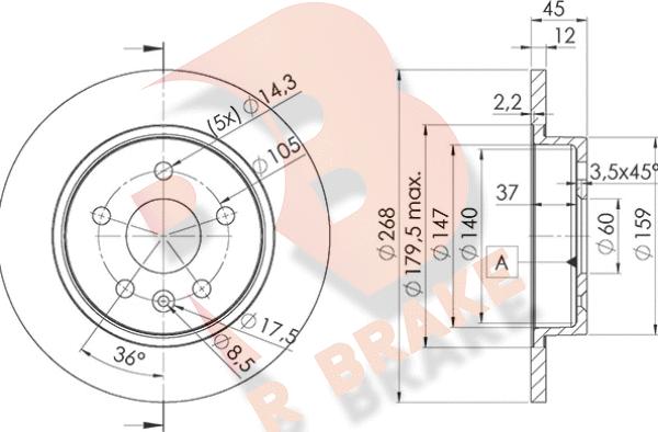 R Brake 78RBD21560 - Bremžu diski autodraugiem.lv