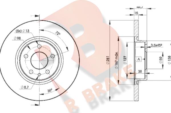 R Brake 78RBD28567 - Bremžu diski autodraugiem.lv