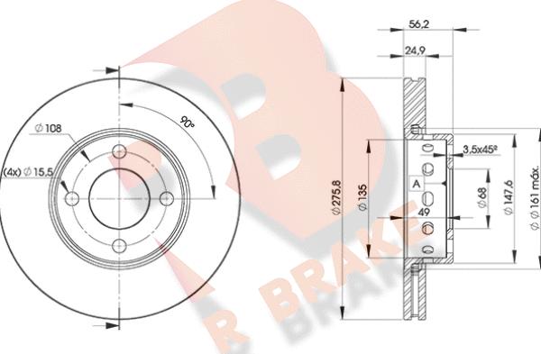 R Brake 78RBD28012 - Bremžu diski autodraugiem.lv