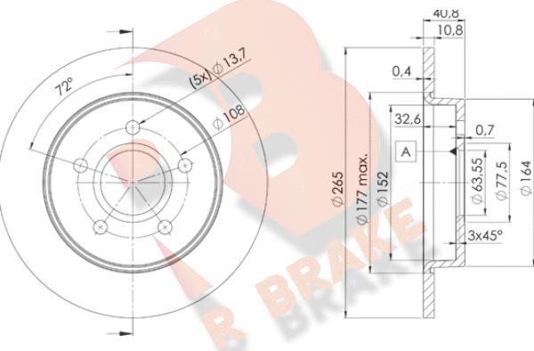 R Brake 78RBD23965 - Bremžu diski autodraugiem.lv