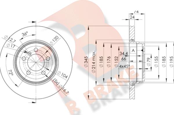 R Brake 78RBD23409 - Bremžu diski autodraugiem.lv