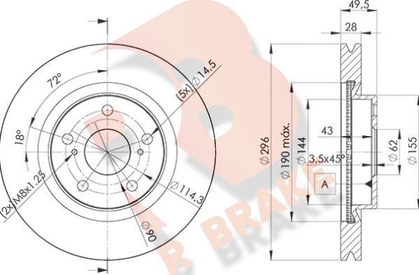 R Brake 78RBD23107 - Bremžu diski autodraugiem.lv