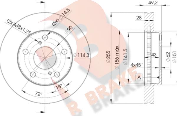 R Brake 78RBD23302 - Bremžu diski autodraugiem.lv