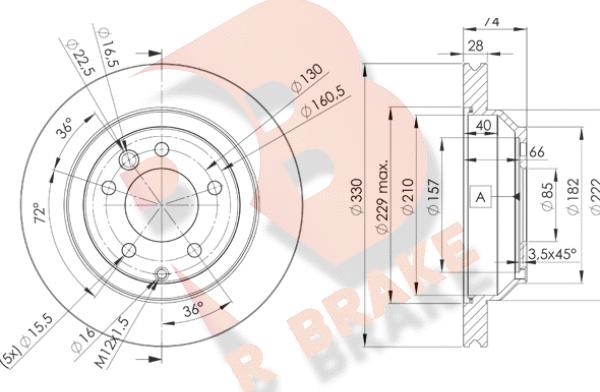 R Brake 78RBD23328 - Bremžu diski autodraugiem.lv