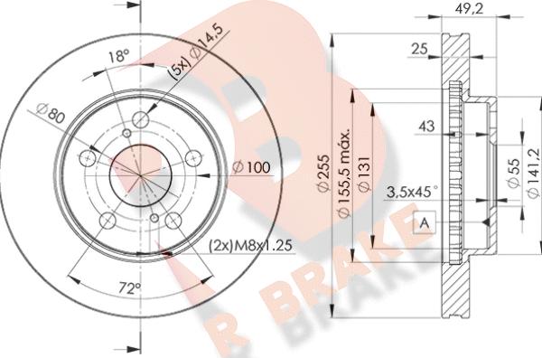 R Brake 78RBD22047 - Bremžu diski autodraugiem.lv