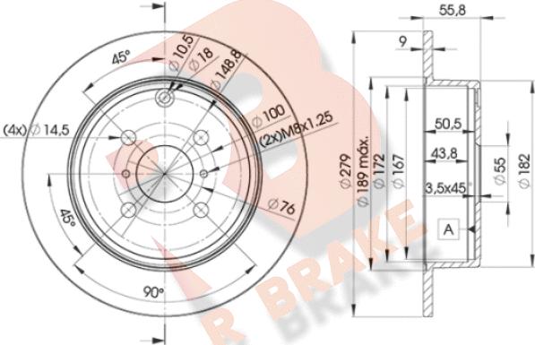 R Brake 78RBD22081 - Bremžu diski autodraugiem.lv