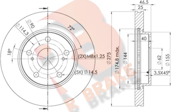 R Brake 78RBD22881 - Bremžu diski autodraugiem.lv