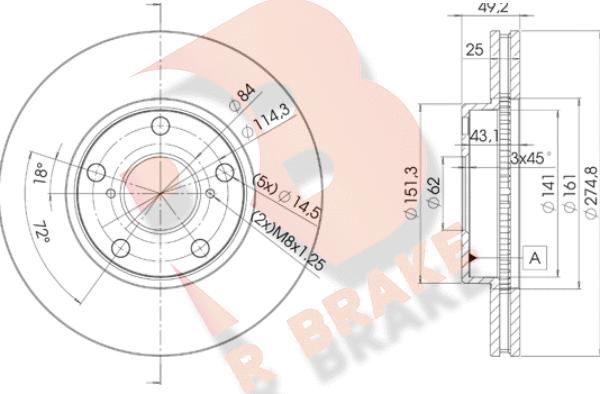 R Brake 78RBD22878 - Bremžu diski autodraugiem.lv