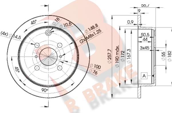 R Brake 78RBD22251 - Bremžu diski autodraugiem.lv