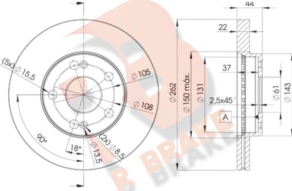 R Brake 78RBD22233 - Bremžu diski autodraugiem.lv