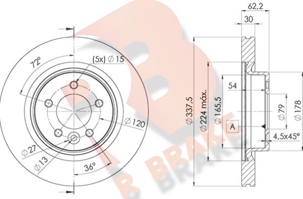 R Brake 78RBD27362 - Bremžu diski autodraugiem.lv