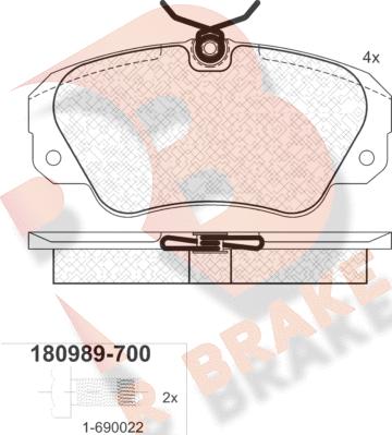 R Brake RB0989-700 - Bremžu uzliku kompl., Disku bremzes autodraugiem.lv