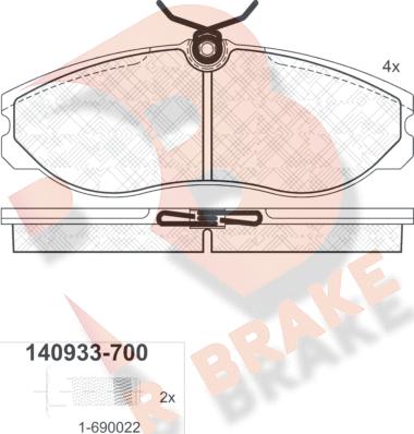 R Brake RB0933-700 - Bremžu uzliku kompl., Disku bremzes autodraugiem.lv