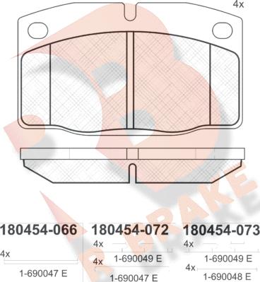 R Brake RB0454 - Bremžu uzliku kompl., Disku bremzes autodraugiem.lv