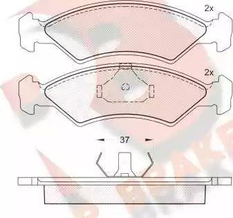 R Brake RB0451 - Bremžu uzliku kompl., Disku bremzes autodraugiem.lv