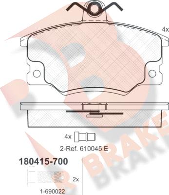 R Brake RB0415-700 - Bremžu uzliku kompl., Disku bremzes autodraugiem.lv