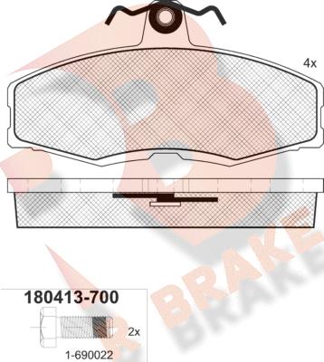 R Brake RB0413-700 - Bremžu uzliku kompl., Disku bremzes autodraugiem.lv