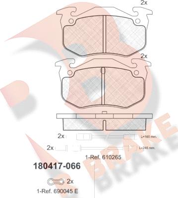 R Brake RB0417 - Bremžu uzliku kompl., Disku bremzes autodraugiem.lv