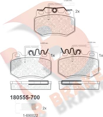 R Brake RB0555-700 - Bremžu uzliku kompl., Disku bremzes autodraugiem.lv