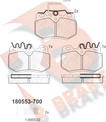 R Brake RB0553-700 - Bremžu uzliku kompl., Disku bremzes autodraugiem.lv