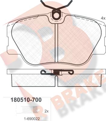 R Brake RB0510-700 - Bremžu uzliku kompl., Disku bremzes autodraugiem.lv