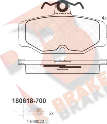 R Brake RB0618-700 - Bremžu uzliku kompl., Disku bremzes autodraugiem.lv