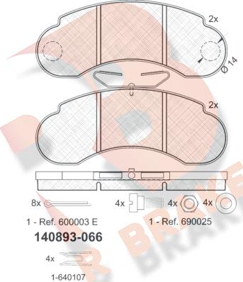 R Brake RB0893 - Bremžu uzliku kompl., Disku bremzes autodraugiem.lv