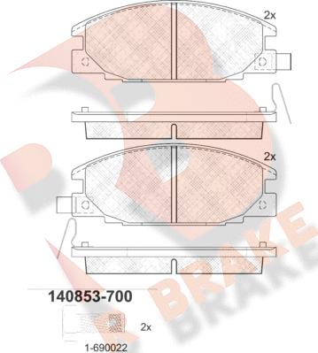 R Brake RB0853-700 - Bremžu uzliku kompl., Disku bremzes autodraugiem.lv