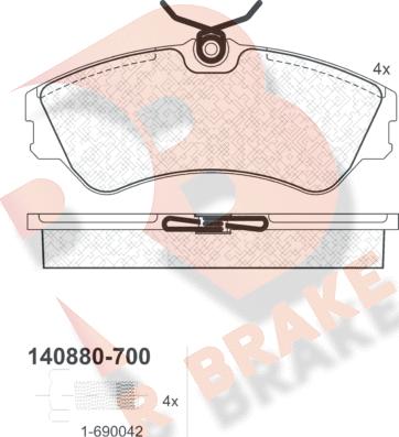 R Brake RB0880-700 - Bremžu uzliku kompl., Disku bremzes autodraugiem.lv