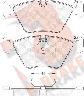 R Brake RB0883 - Bremžu uzliku kompl., Disku bremzes autodraugiem.lv