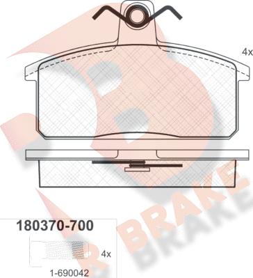 R Brake RB0370-700 - Bremžu uzliku kompl., Disku bremzes autodraugiem.lv