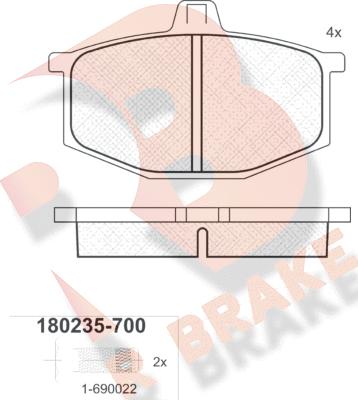 R Brake RB0235-700 - Bremžu uzliku kompl., Disku bremzes autodraugiem.lv