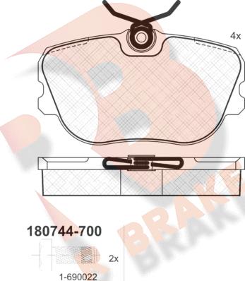 R Brake RB0744-700 - Bremžu uzliku kompl., Disku bremzes autodraugiem.lv